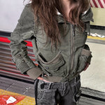 Heavyweight Ink-Splatter Two-Way Washed Work Jacket
